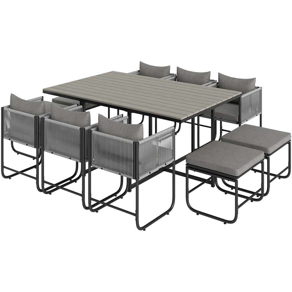 Outsunny 10 Seater Grey Rattan Garden Dining Set with Cushion Image 2