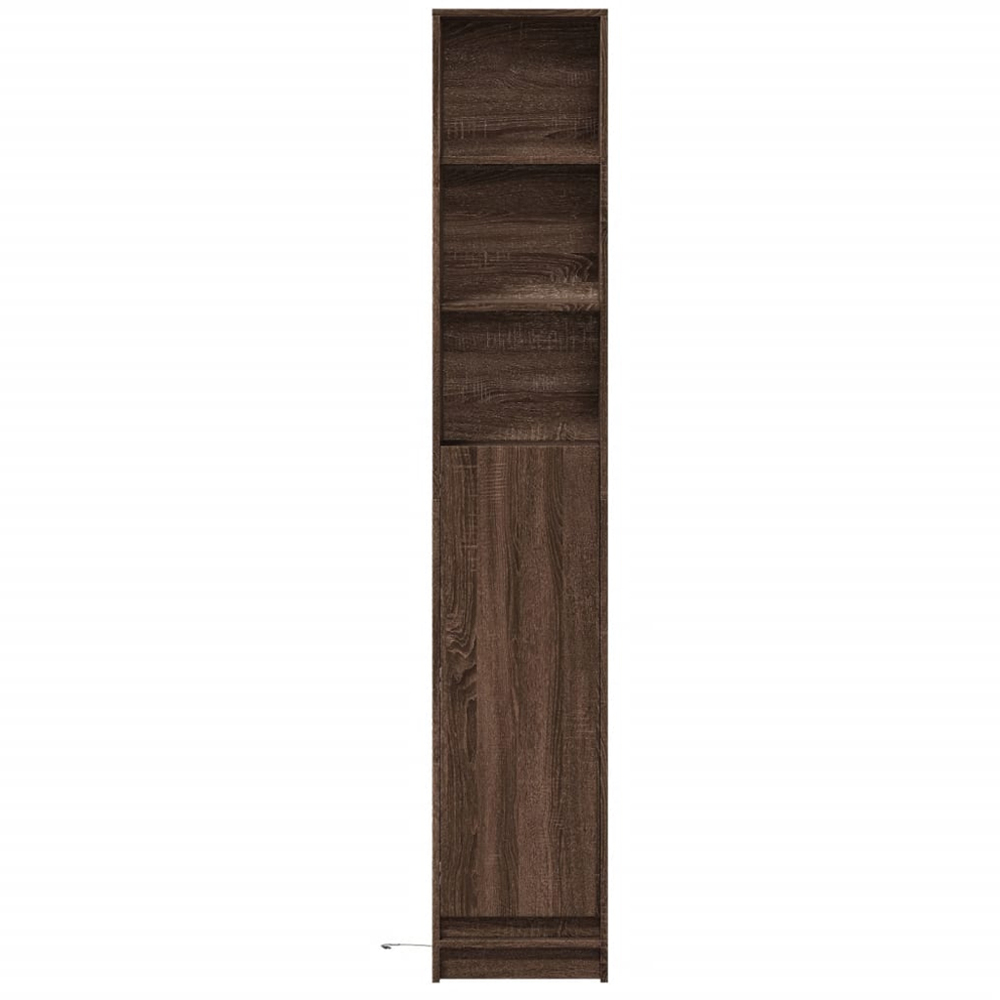 vidaXL Single Door 3 Shelf Brown Oak Sideboard with LED Lights Image 3