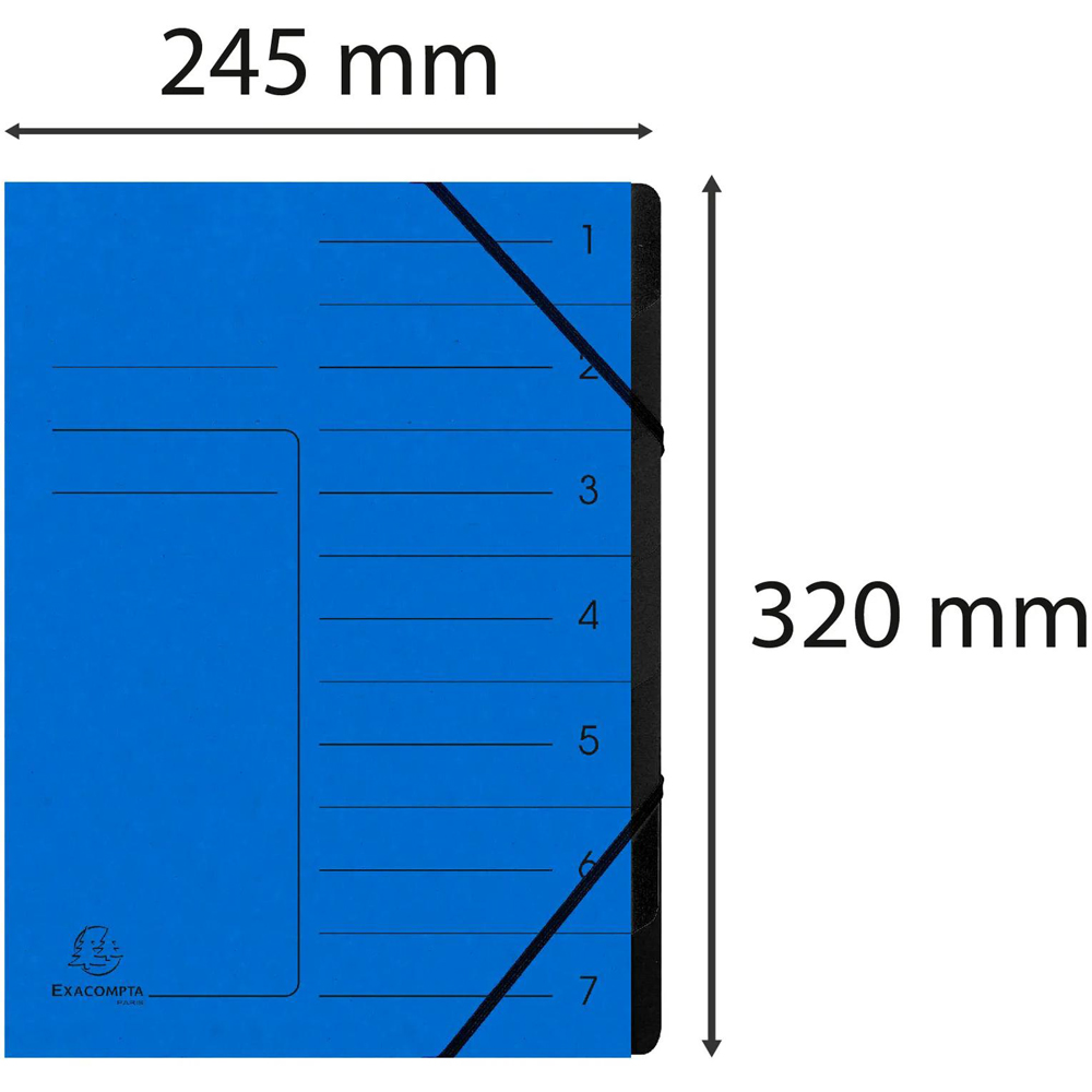 Exacompta A4 7 Compartment Blue Elastic Multipart File Folder 10 Pack Image 7
