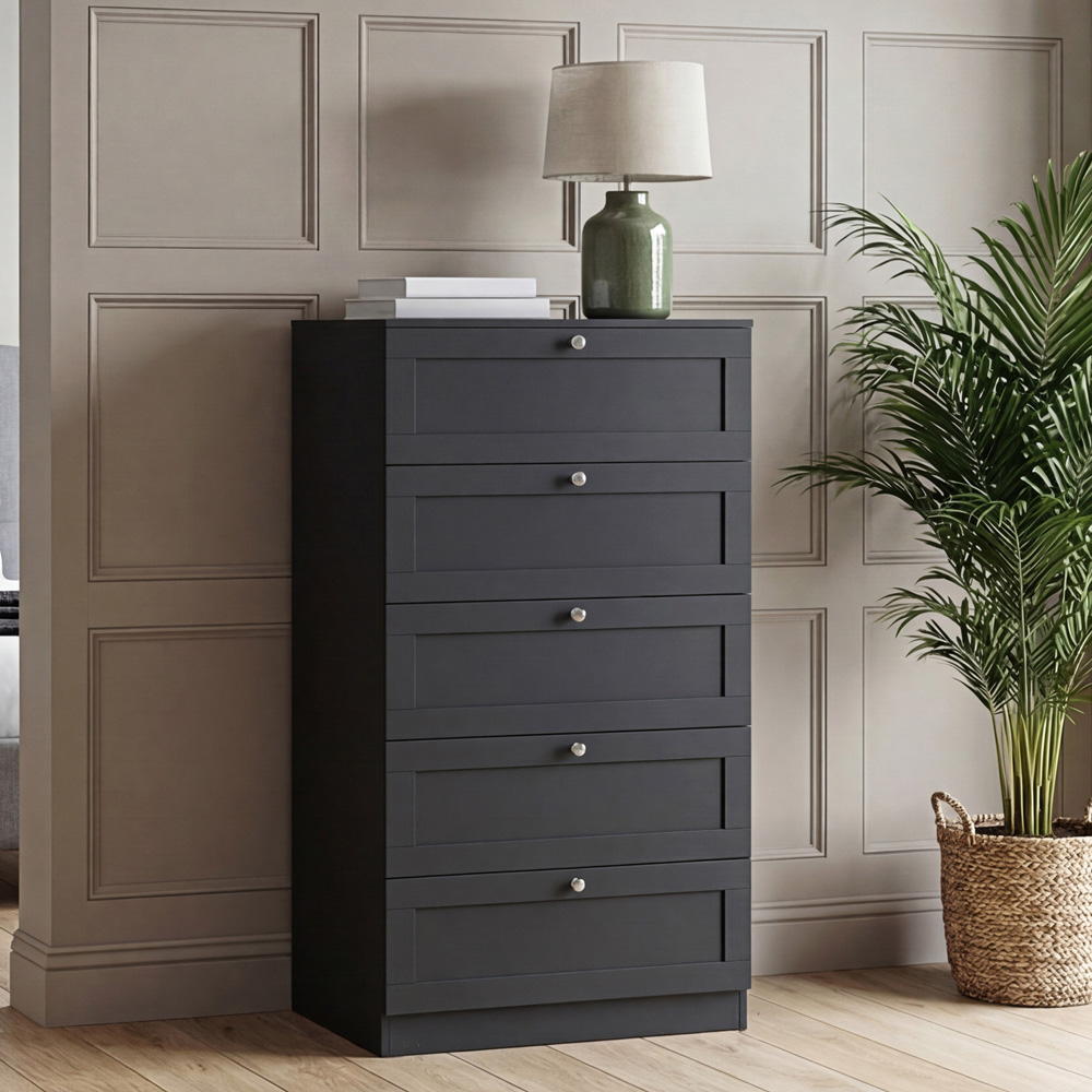 VIDA DESIGNS Altino 5 Drawer Black Shaker-Style Chest of Drawers Image 3