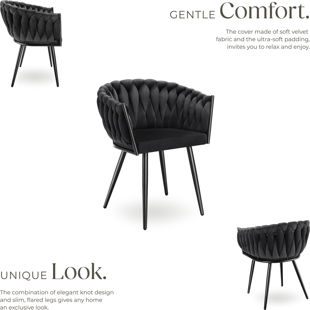 Tectake Astana Set of 6 Black Dining Chair Image 8