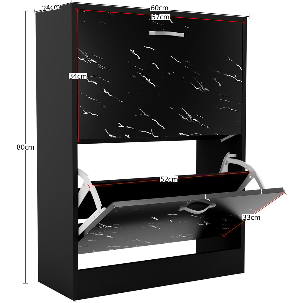 Vida Designs 2 Drawer Black Marble Shoe Cabinet Image 7