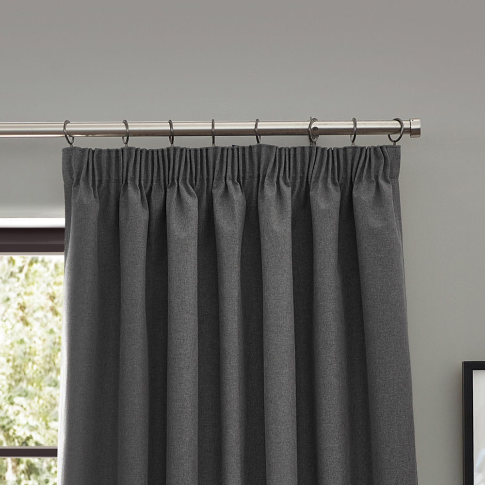 furn. Dawn Charcoal Blackout Pencil Pleat Curtains 168 x 229cm Image 2