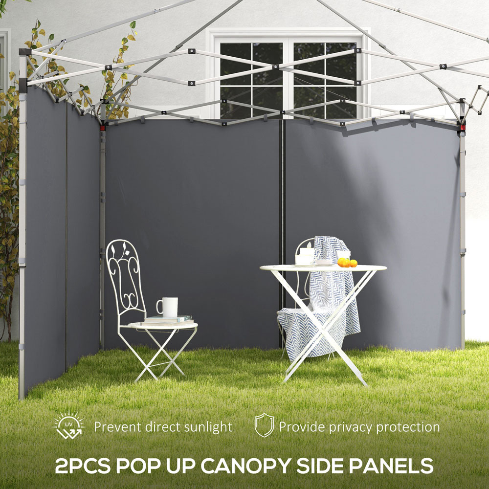 Outsunny 2 x 3m Light Grey Gazebo Replacement Side Panel with Zipped Door 2 Pack Image 4