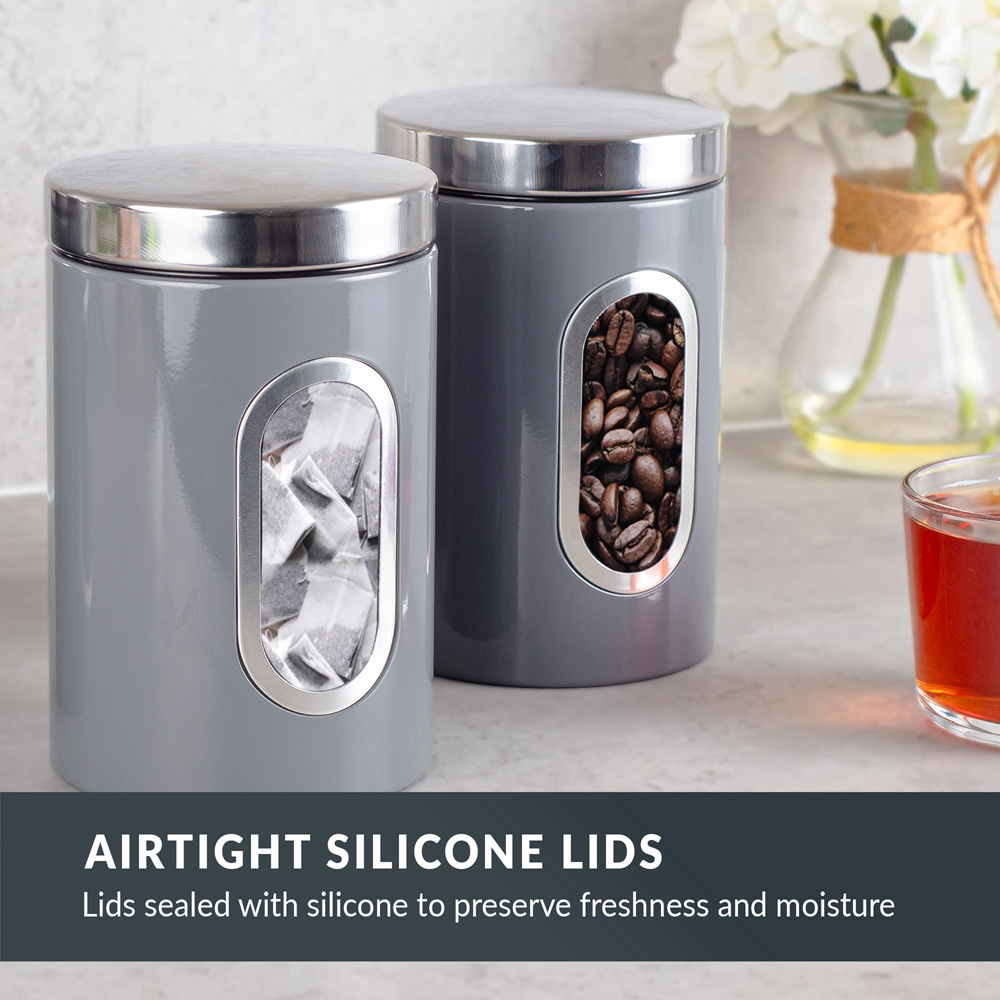 Innoteck Essentials 3 Piece Grey Kitchen Canister Set with Lid Image 5