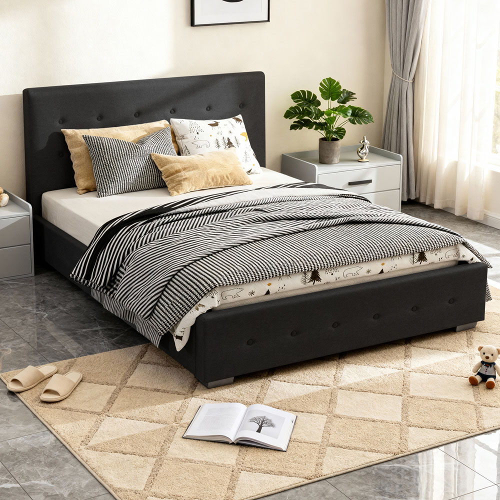 Brooklyn King Size Black Fabric Ottoman Storage Bed Image 4