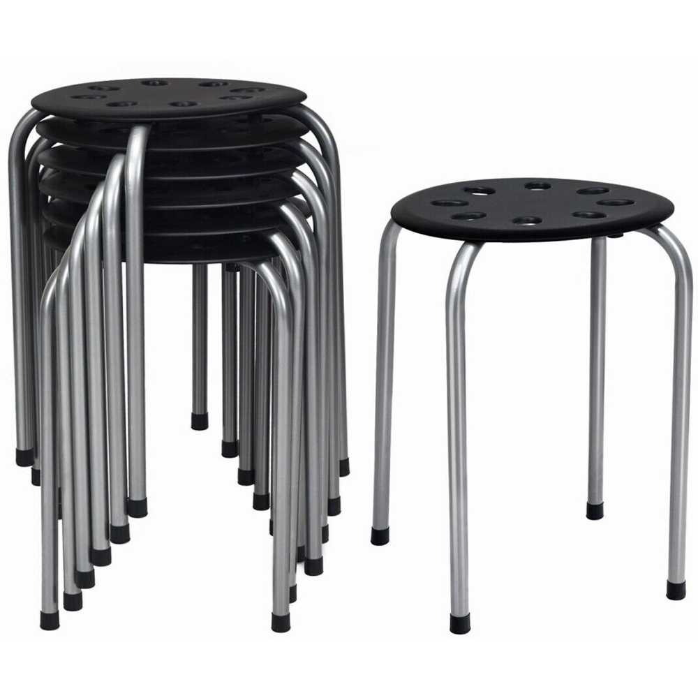 Costway Set of 6 Grey Stackable Dining Chairs Image 2