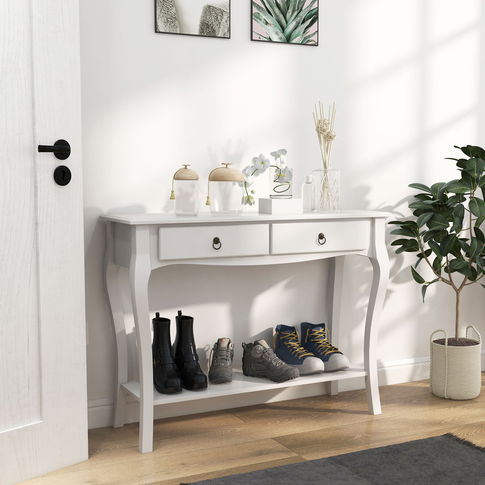 Portland 2 Drawer Ivory White Console Table Image 4
