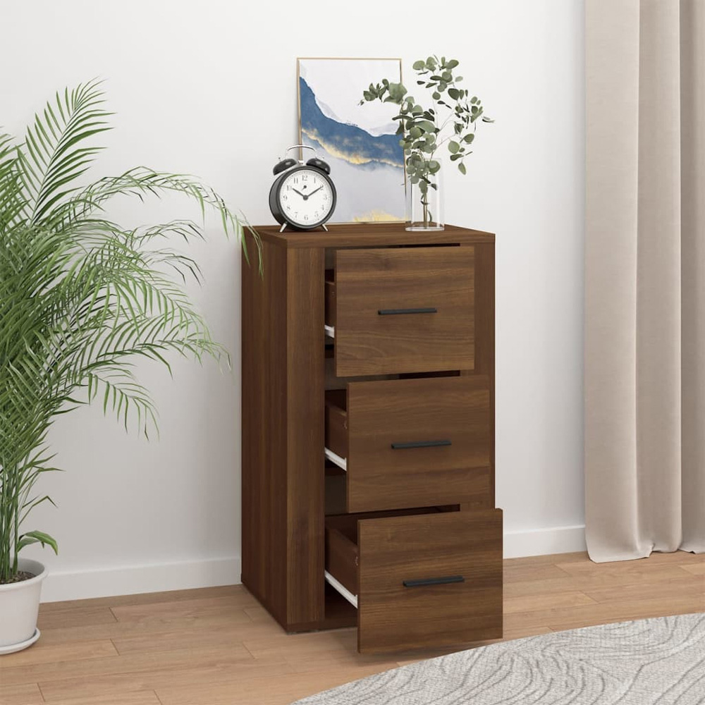vidaXL 3 Drawer Brown Oak Sideboard Image 6
