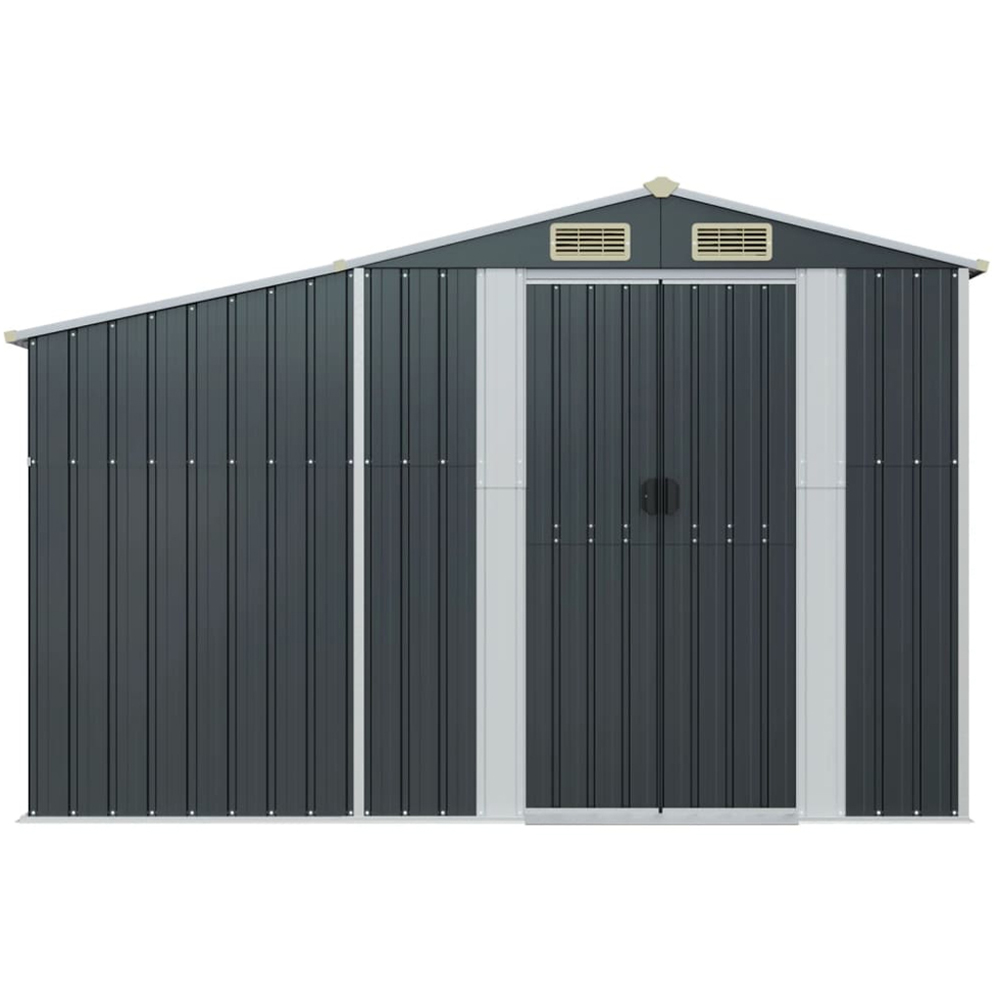 vidaXL 9 x 3.6ft Anthracite Galvanised Steel Apex Garden Shed with Firewood Stand Image 3