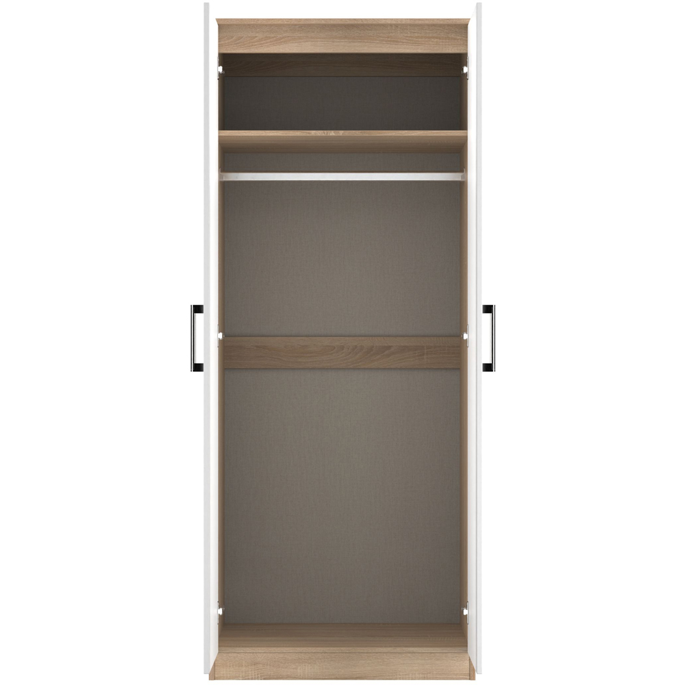 Crowndale Devon 2 Door Matt White and Bardolino Oak Wardrobe Ready Assembled Image 7