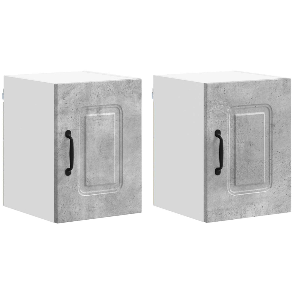 vidaXL Kalmar Single Door Concrete Grey Wall Mounted Kitchen Cabinet Set of 2 Image 8