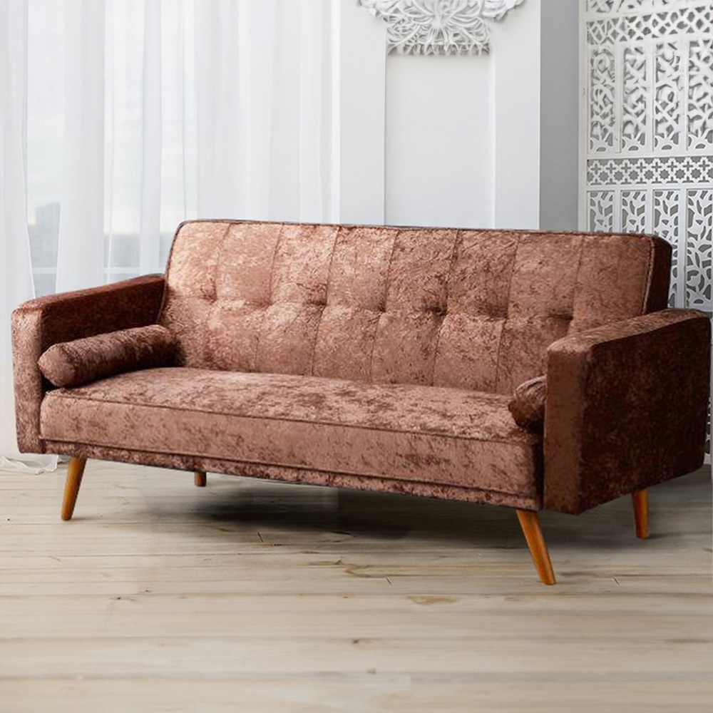 Brooklyn Single Sleeper Brown Crush Velvet Sofa Bed Image 1