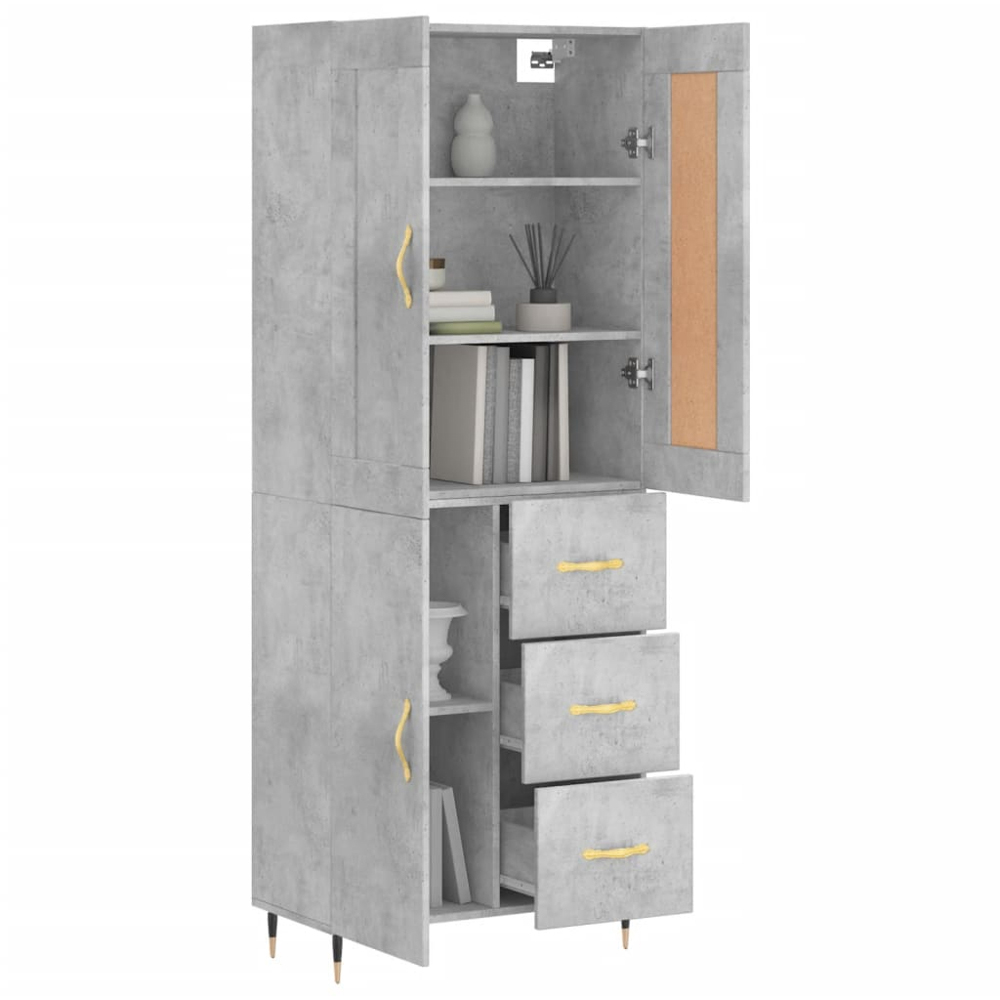 vidaXL 3 Door 3 Drawer Concrete Grey Highboard Image 3