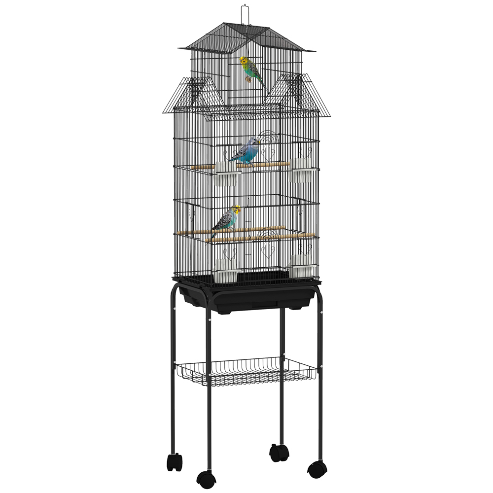 PawHut Black Finch Canary Bird Cage with Stand and Slide Tray Image 3