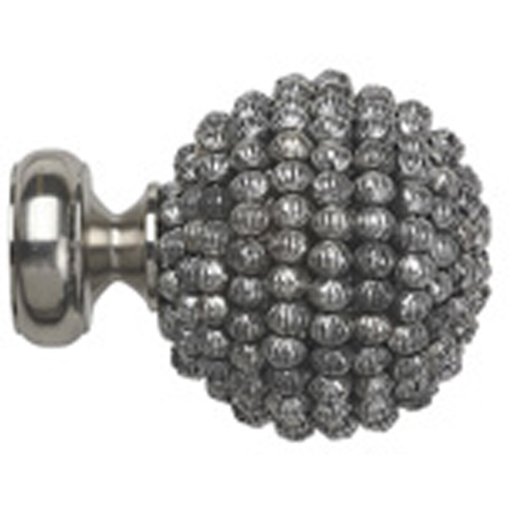 New Edge Blinds 190cm Fixed Length Satin Silver Eyelet Metal Curtain Pole Set with Mia Finial Image 2
