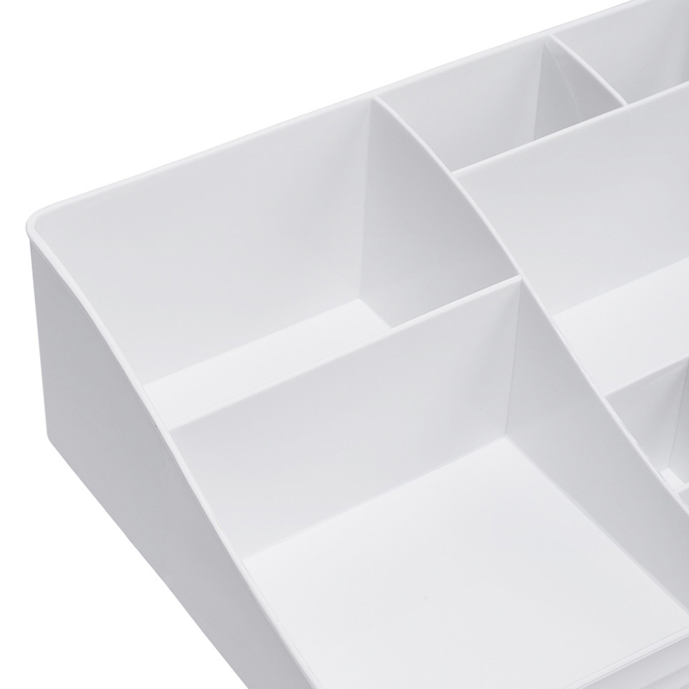 H&O Direct 13 Compartment White Plastic Makeup Organiser Image 3