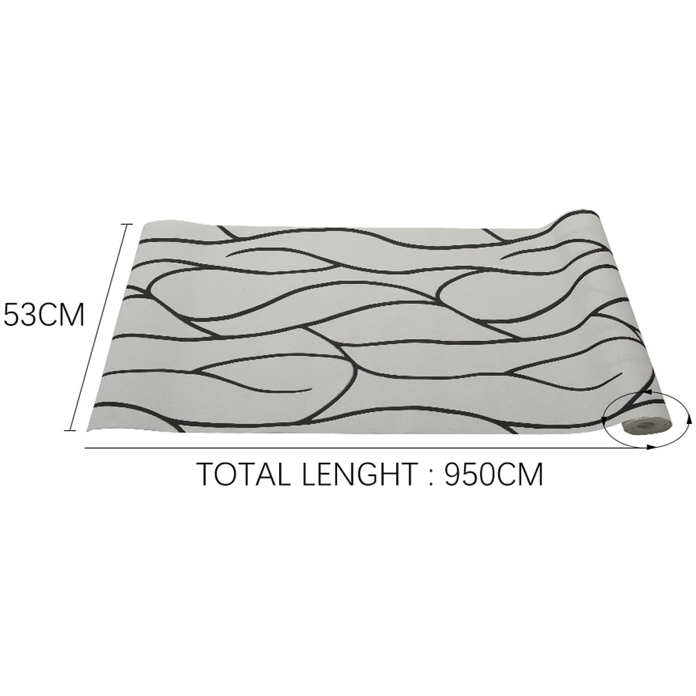 Living and Home Abstract Line Pattern White and Black Non Woven Wallpaper Image 8
