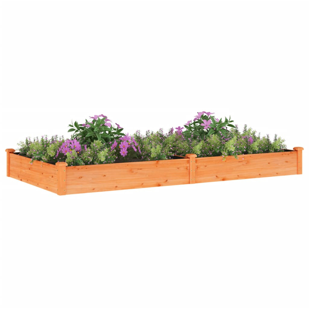 vidaXL Brown Solid Fir Wood Raised Garden Bed with Liner 25 x 240 x 120cm Image 2