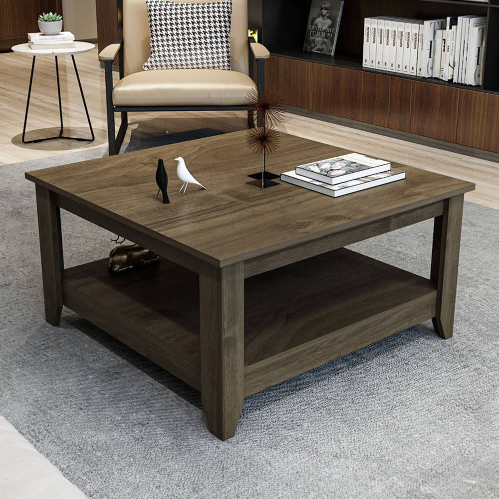 Decorotika Lea Single Shelf Walnut Coffee Table Image 1