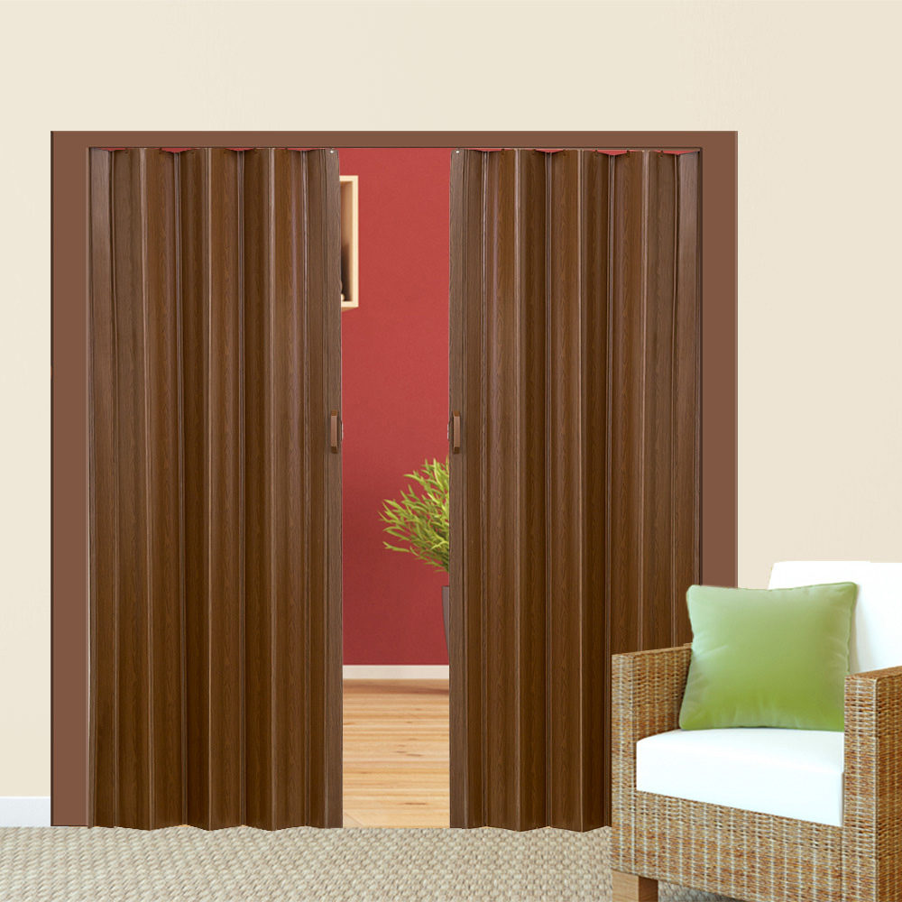 tectake Teak Internal Folding Door with Magnetic Closure Image 6