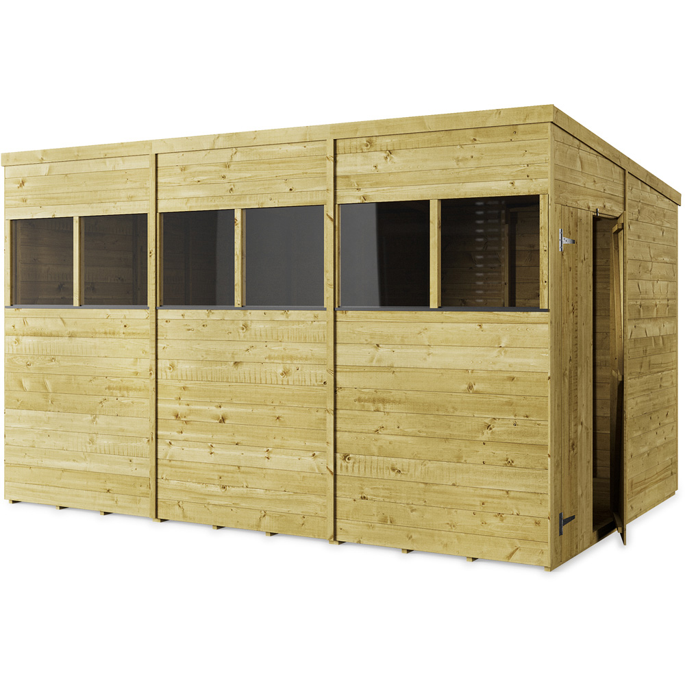 StoreMore 12 x 8ft Double Door Tongue and Groove Pent Shed with Window Image 2