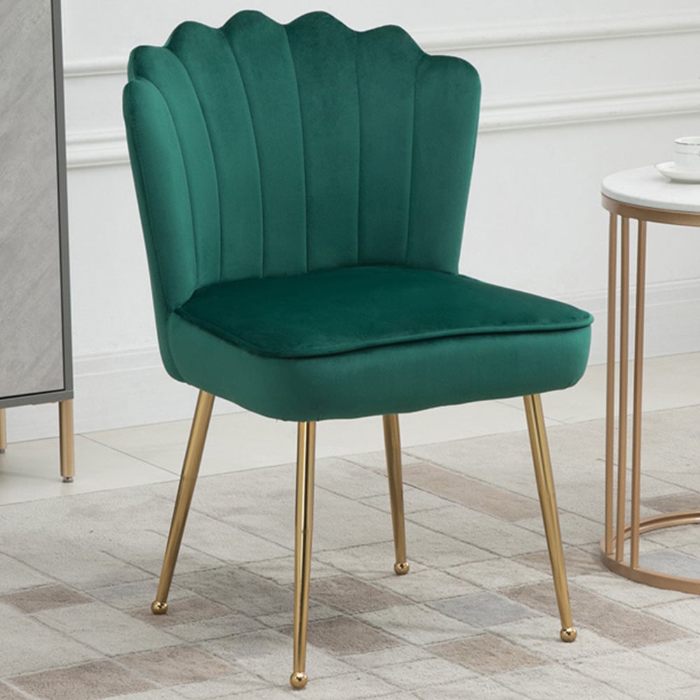 Portland Green Velvet Shell Accent Chair Image 1