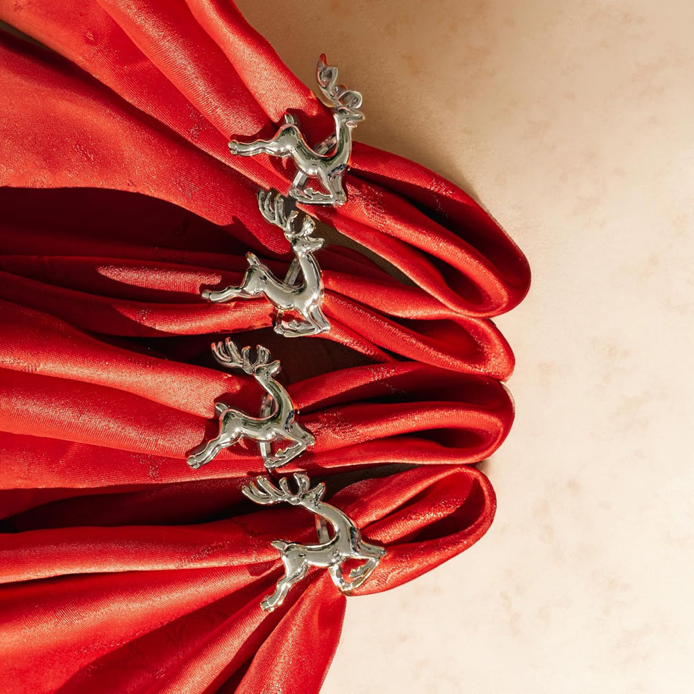 Marco Paul Silver Christmas Stag Napkin Rings Image 4