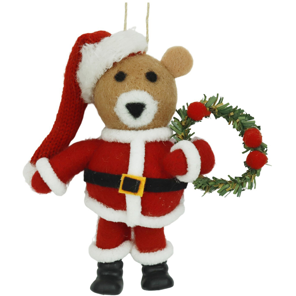 Wool Christmas Bear Hanging Decoration Image 1