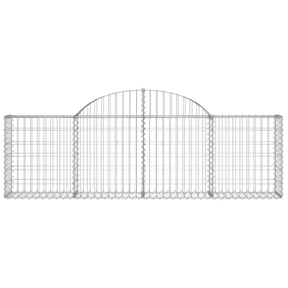 vidaXL Silver Galvanised Iron Arched Gabion Basket 200 x 30 x 60/80cm Image 2