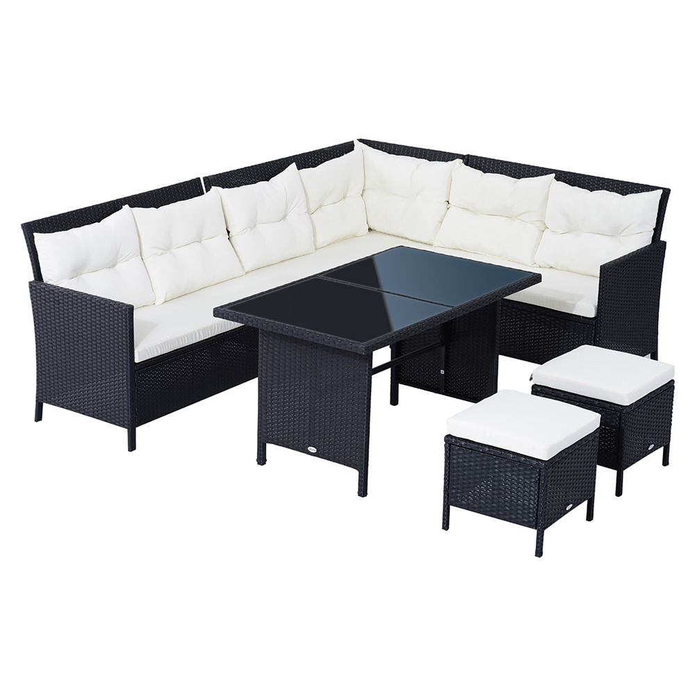 Outsunny 6PC Rattan Dining Set Black Image 2