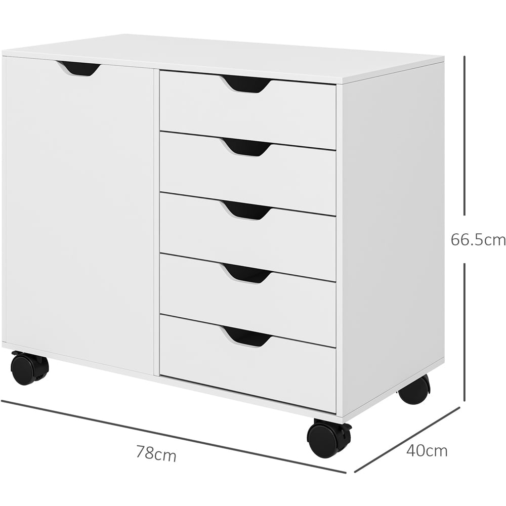 Portland Single Door 5 Drawer White Storage Cabinet Image 8