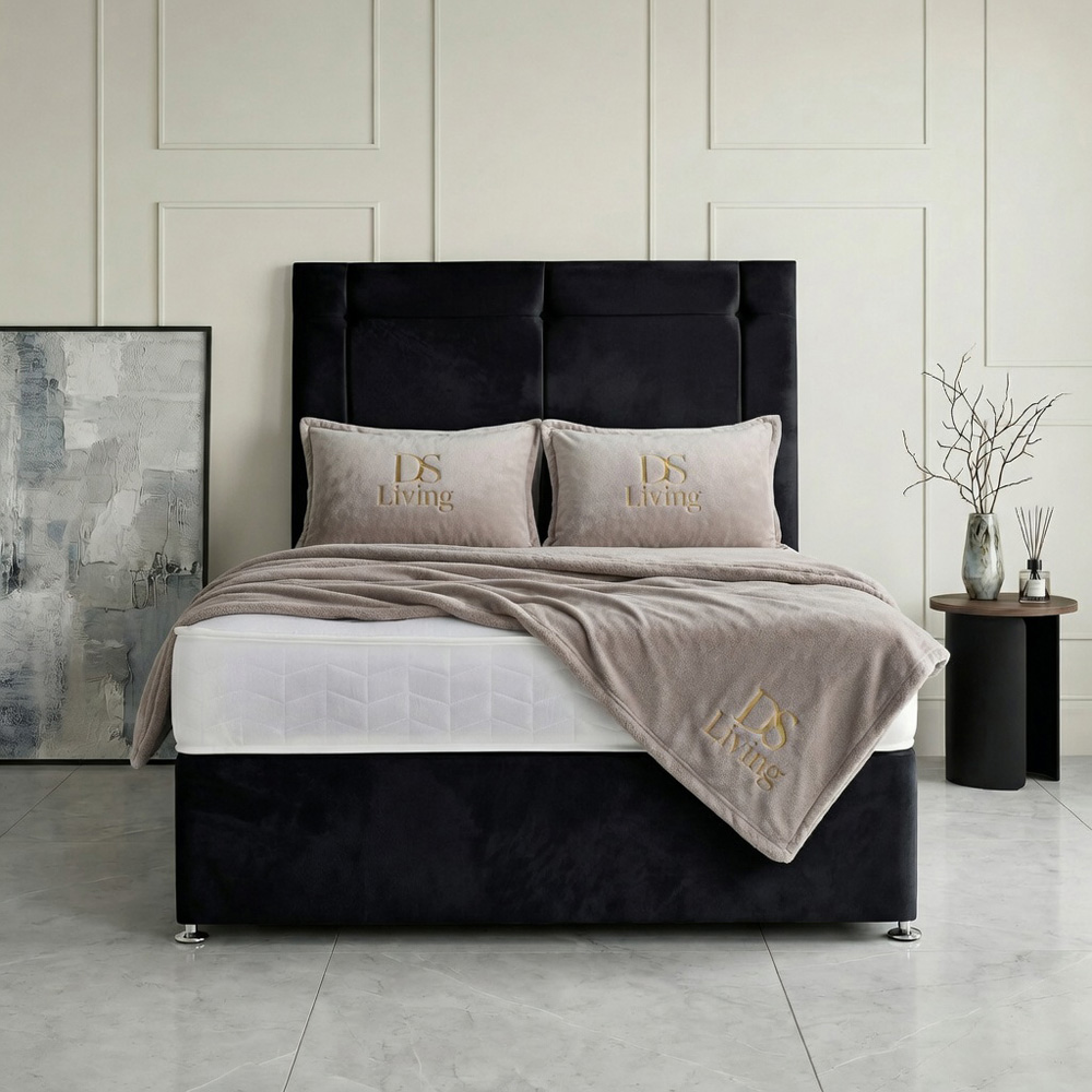 DS Living Kingsley Single Black Plush Divan Bed Image 4