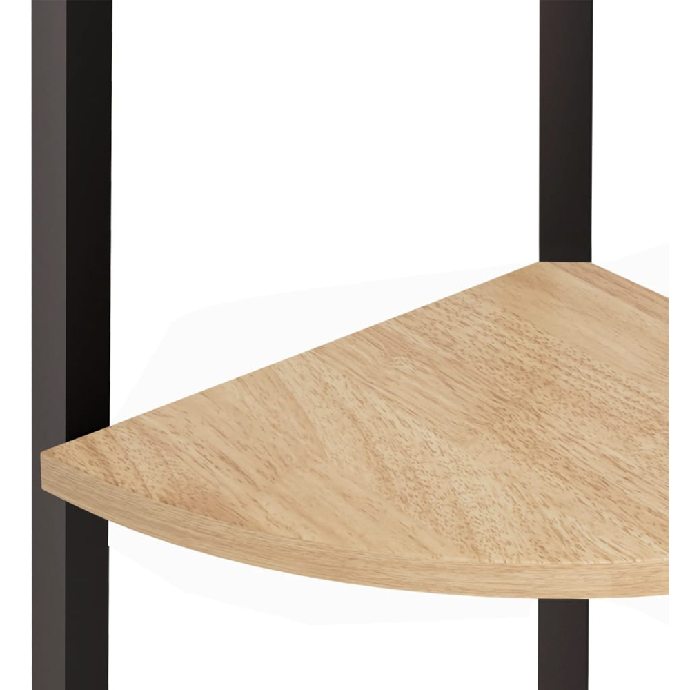 vidaXL 4 Shelf Light Brown Wood and Steel Corner Bookcase Image 6