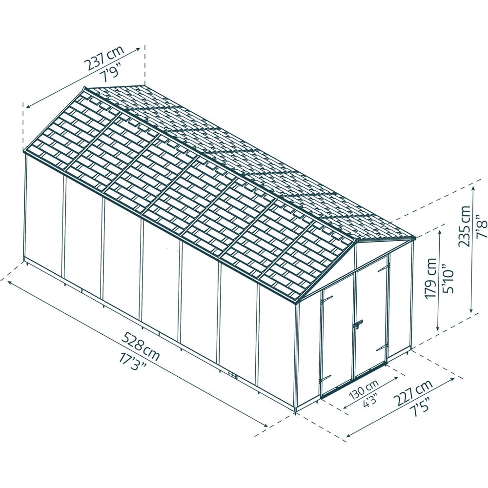 Palram Canopia Rubicon 8 x 17ft Dark Grey Garden Shed Image 5