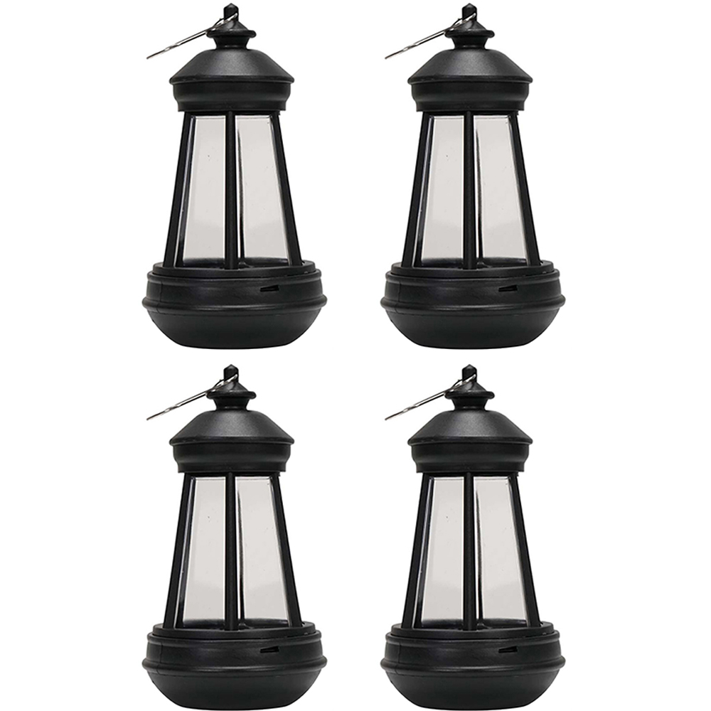 ValueLight Solar Black Outdoor Lanterns Pack of 4 Image 1