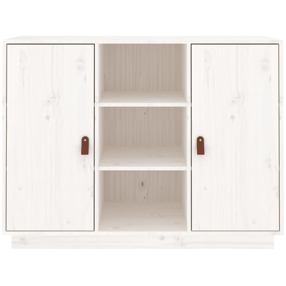 vidaXL 2 Door 3 Shelf White Solid Pine Wood Sideboard Image 3