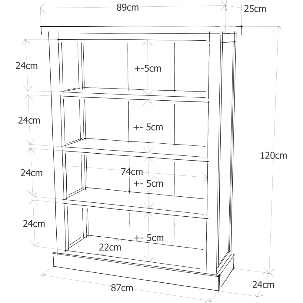 Rocca 4 Shelf Grey Wide Bookcase Image 9