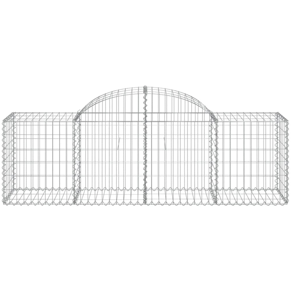 vidaXL Silver Galvanised Iron Arched Gabion Basket 200 x 50 x 60/80cm 8 Pack Image 2
