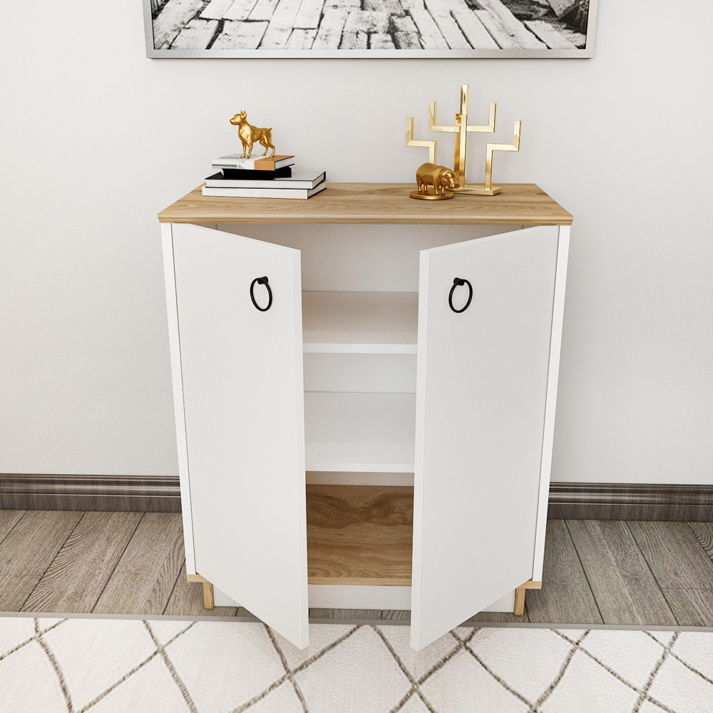 Decorotika Nuans 2 Door White and Oud Multipurpose Cabinet Image 5