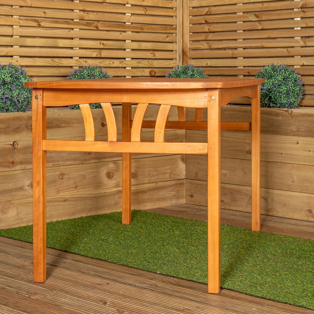 Samuel Alexander 4 Seater Wooden Garden Dining Bench Set with Black Parasol and Base Image 5