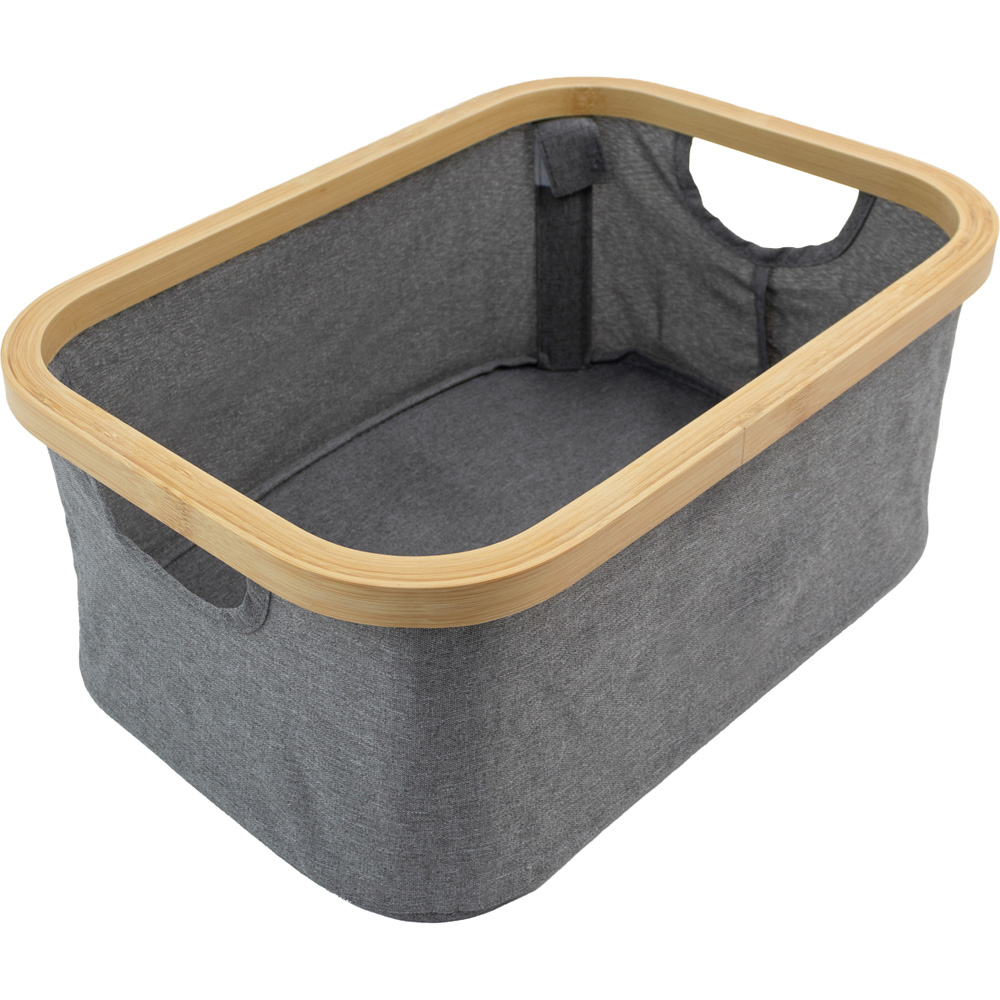 JVL Bambanio 26L Grey Bamboo Foldable Storage Basket 2 Pack Image 4