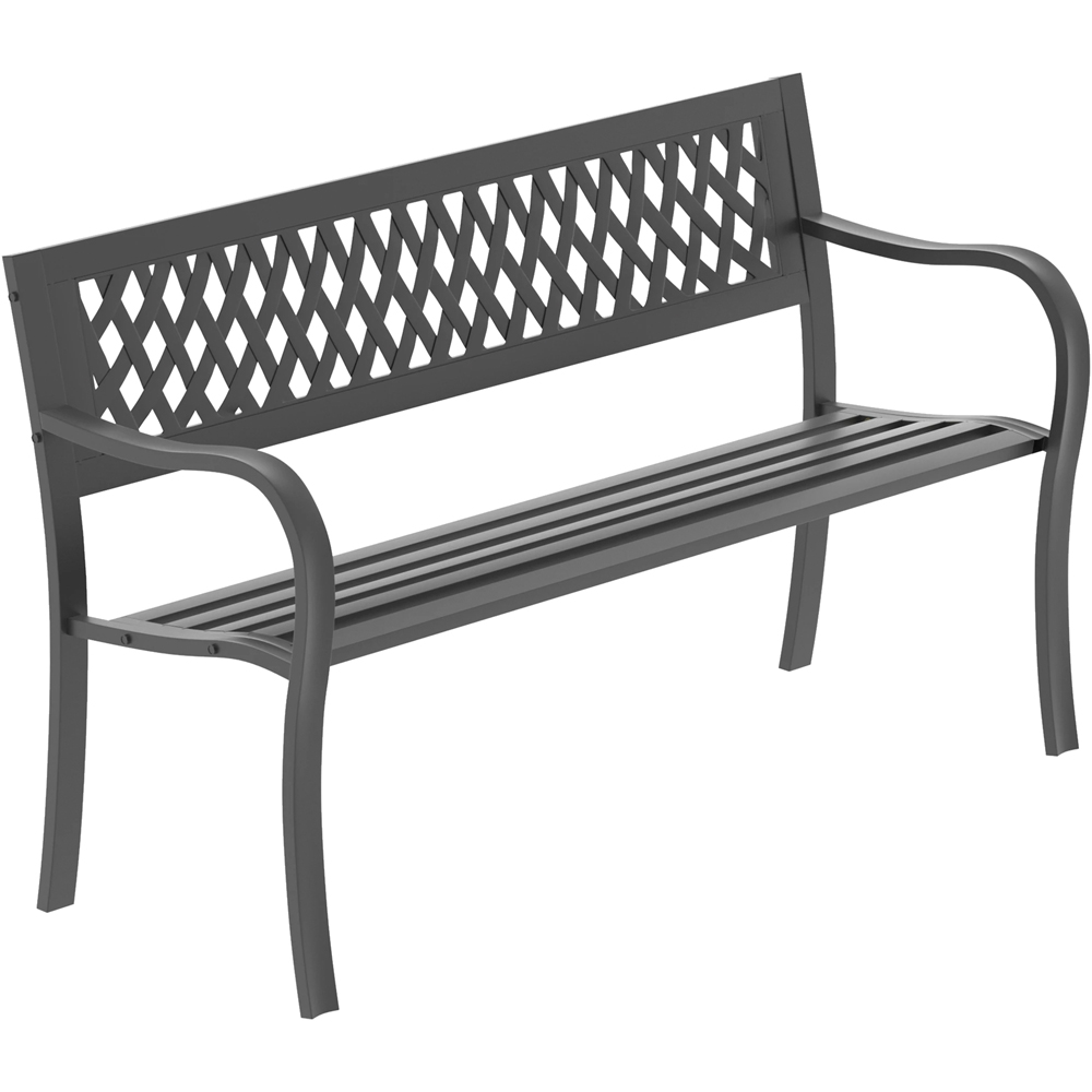 GARDEN VIDA Lattice Style Steel Garden Bench Image 2