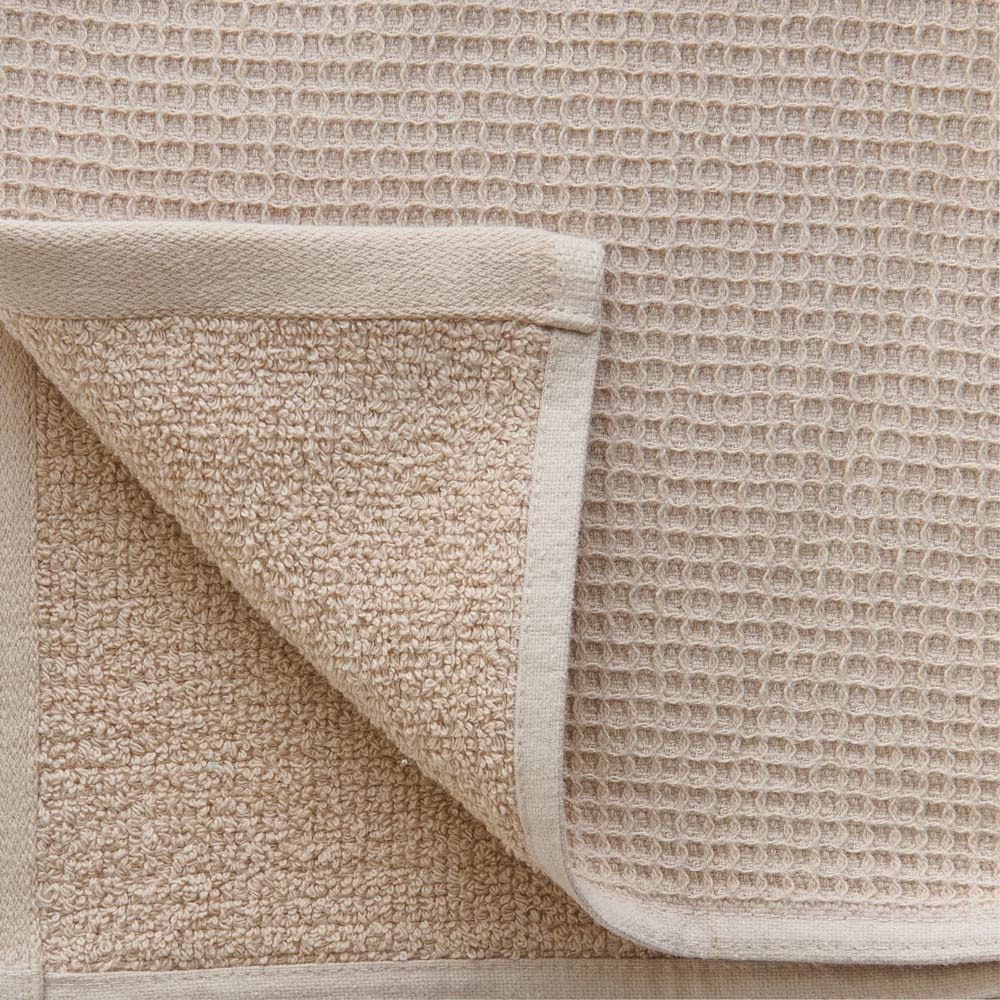 Wilko Waffle Textured Cotton Oatmeal Hand Towel Image 2