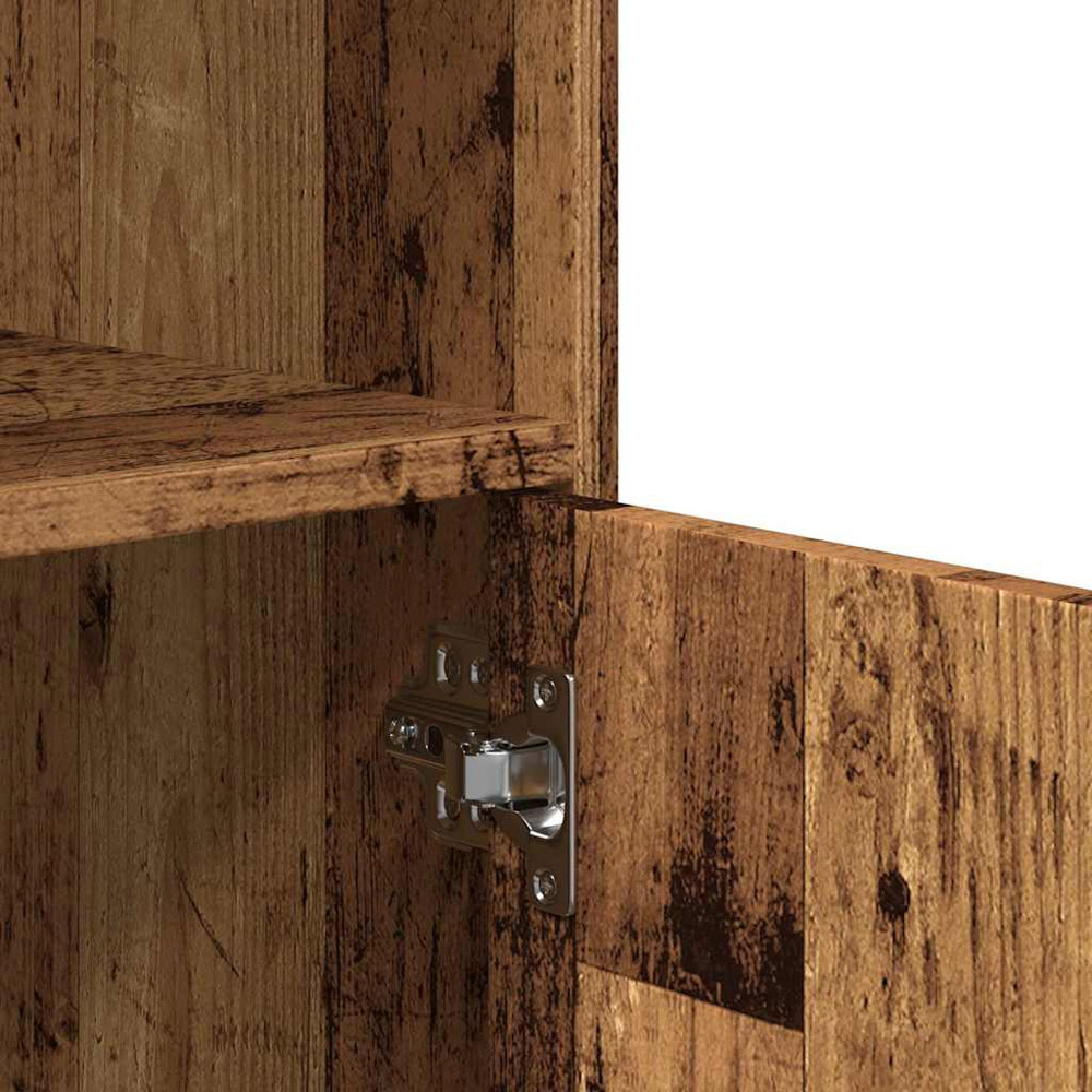 vidaXL 2 Door Single Open Shelf Old Wood Rolling Storage Cabinet Image 8
