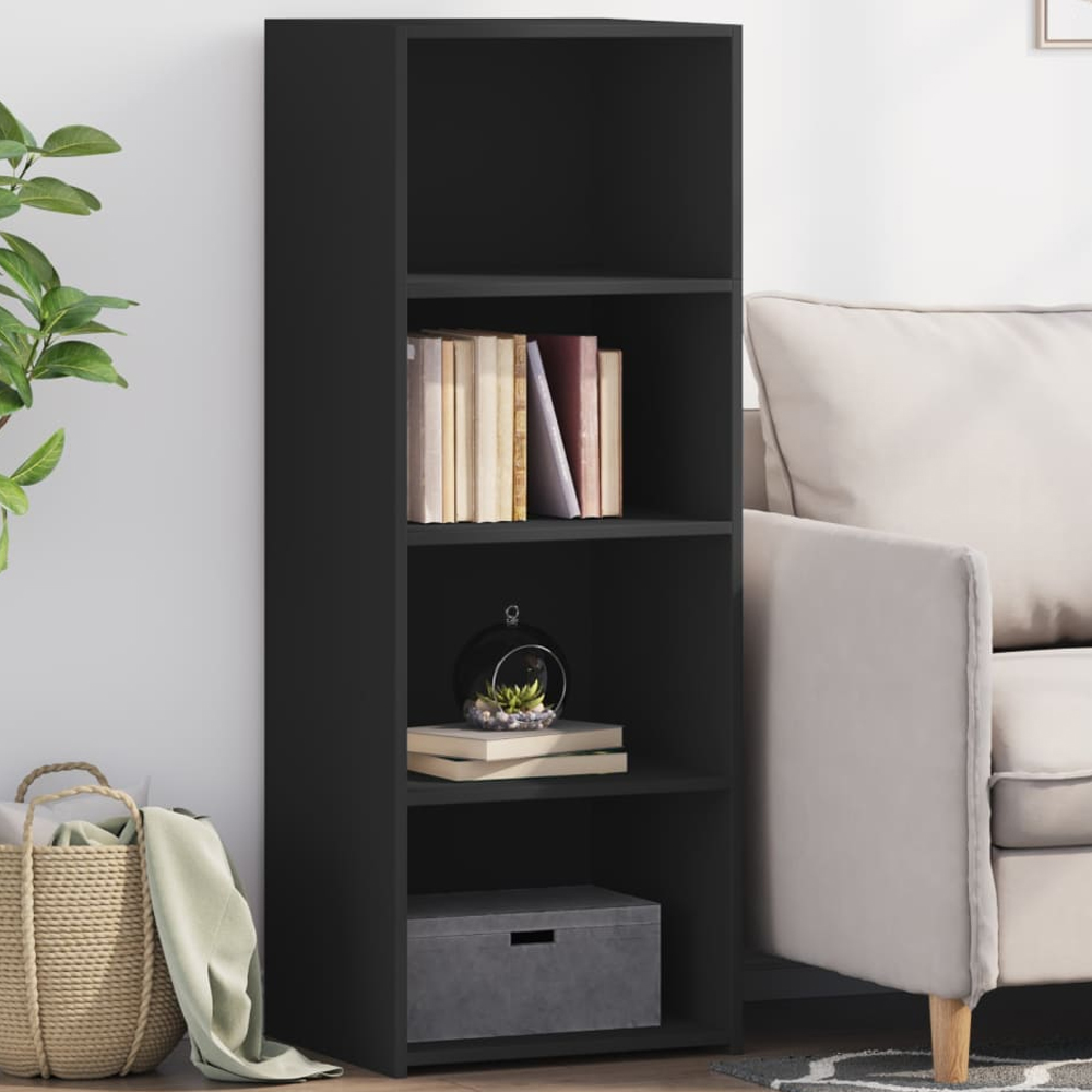 vidaXL 4 Shelf Black Highboard Image 1