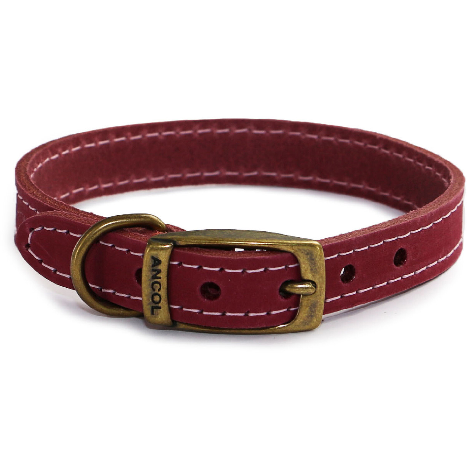 Ancol Timberwolf Leather Dog Collar - Raspberry / 5 Image