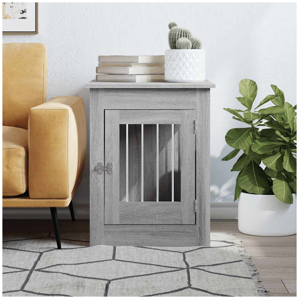 vidaXL Grey Sonoma Engineered Wood Dog Crate Furniture 68 x 55 x 80cm Image 2