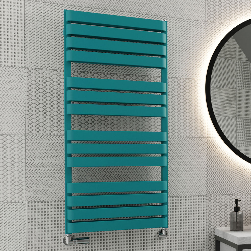 Terma Warp T Bold Matt Teal Heated Towel Rail 2660 BTU 1110 x 500mm Image 2