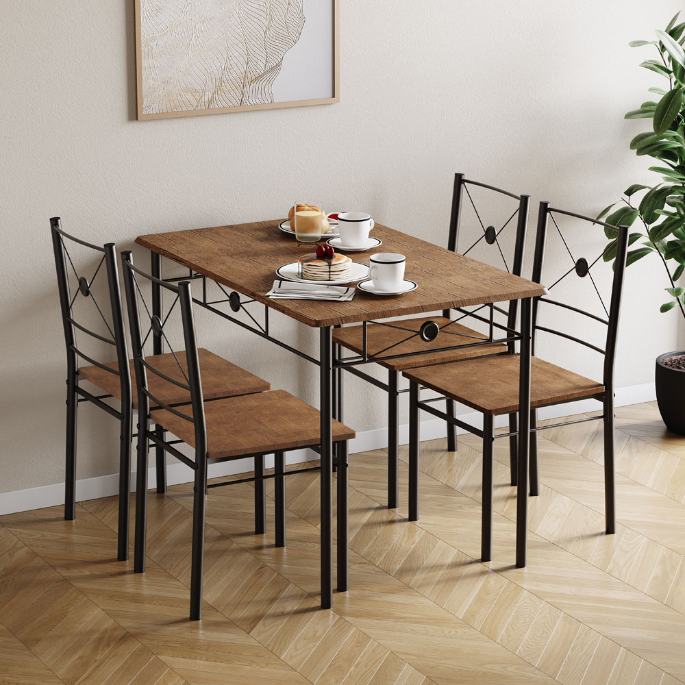 VIDA DESIGNS Roslyn 4 Seater Dining Set Dark Wood Image 3
